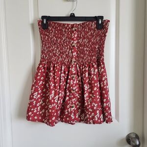 Floral Red Smocked Shirt